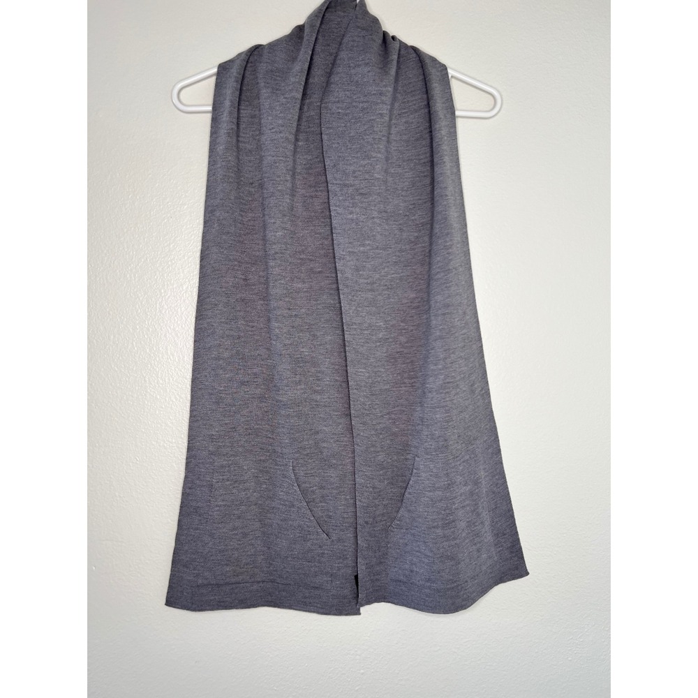 Oeltjenbruns‎ Grey 100% Wool Pocket Scarf Heathered Knit Winter Wrap